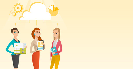 Business women and cloud computing technologies.