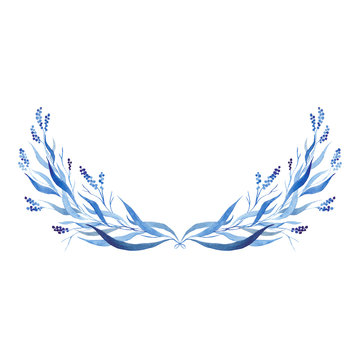 Indigo blue hand drawn semicircle, vector illustration