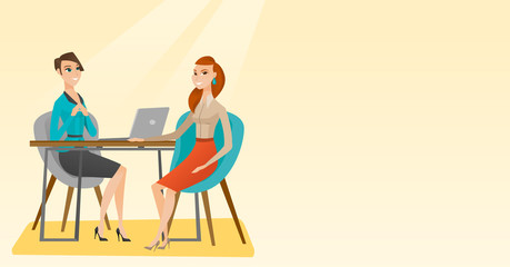 Job applicant having interview for the position.