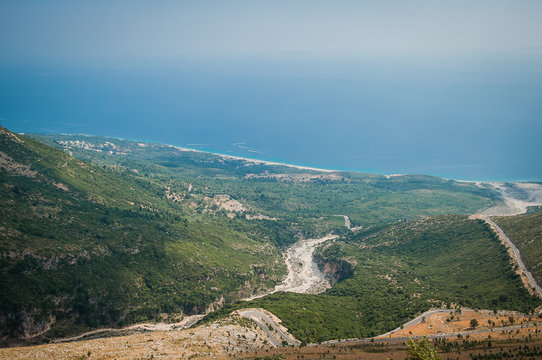 2016 Albania Llogara National park, Llogara pass, panorama of the sea bay coast
