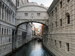 Venice bridge of sighs doges palace and canal