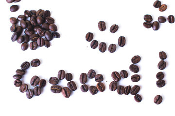 Coffee beans shape on white background.