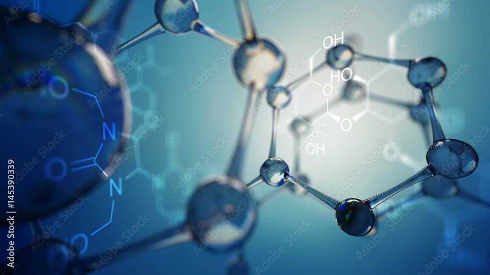 Canvas Prints 3d illustration of molecule model. science background with molecules and atoms