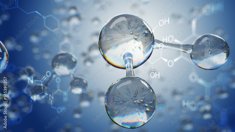 Canvas Prints 3d illustration of molecule model. science background with molecules and atoms
