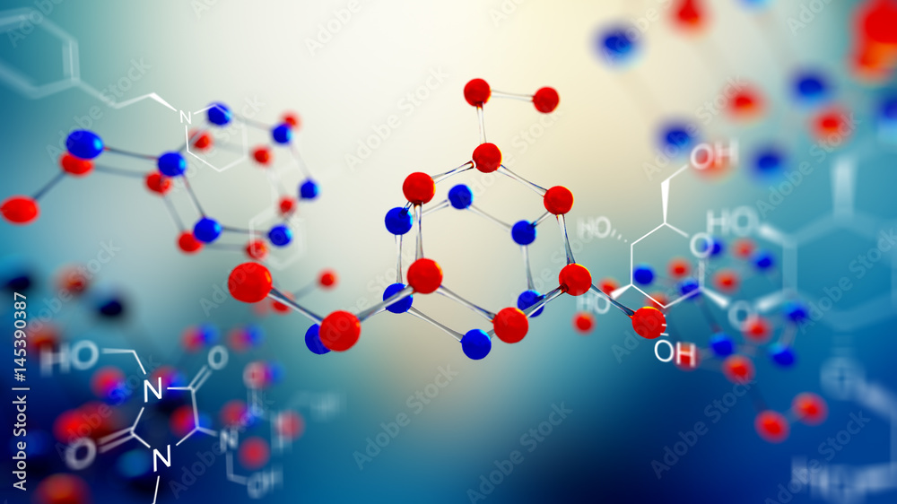 Canvas Prints 3d illustration of molecule model. science background with molecules and atoms