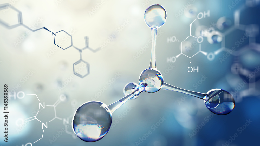 Canvas Prints 3d illustration of molecule model. science background with molecules and atoms
