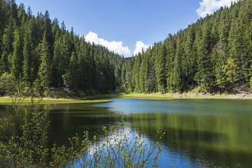 Fototapeta na wymiar Mountain lake in the Carpathians. Silence of the harmony of nature