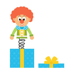 cartoon clown and box 