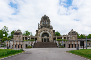 Fototapeta premium Stuttgart Germany Pragfriedhof Cemetery Feierhalle Architecture Destination Location Building European