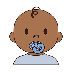 cute baby boy with pacifier, cartoon icon over white background. colorful design. vector illustration