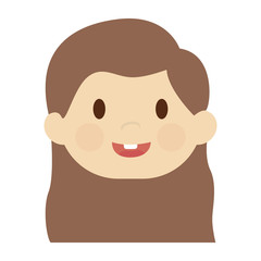 cute happy girl face, cartoon icon over white background. colorful design. vector illustration