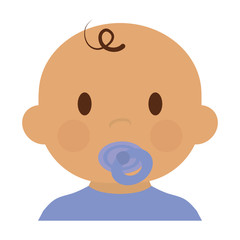 cute baby boy with pacifier, cartoon icon over white background. colorful design. vector illustration