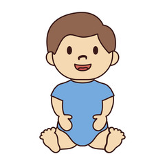 cute happy baby boy, cartoon icon over white background. colorful design. vector illustration