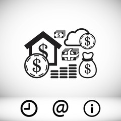 dollar money set icon stock vector illustration flat design