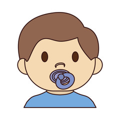 Fototapeta premium cute baby boy with pacifier, cartoon icon over white background. colorful design. vector illustration