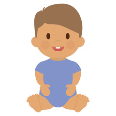 cute happy baby boy, cartoon icon over white background. colorful design. vector illustration