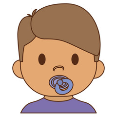 Obraz premium cute baby boy with pacifier, cartoon icon over white background. colorful design. vector illustration