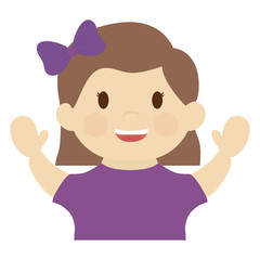 cute girl  with purple bow cartoon icon over white background. colorful design. vector illustration