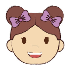 cute girl with pink bows, cartoon icon over white background. colorful design. vector illustration