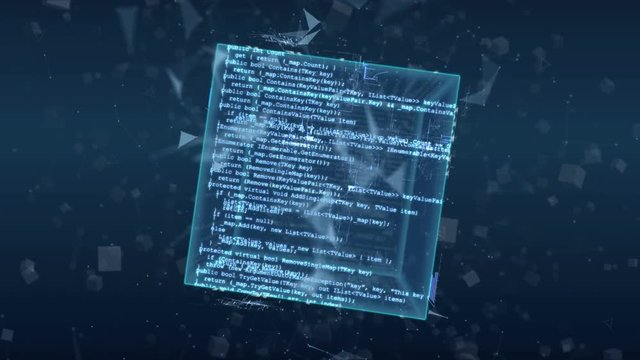 Hi-tech Blue Digital Cube Background. Abstract Seamless Loop Animation.