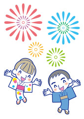 花火大会　笑顔のカップル