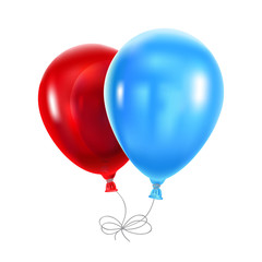 Red and blue balloons on a white background