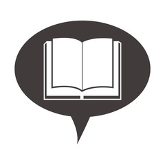speech bubble with book icon over white background. vector illustration