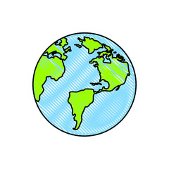 earth planet icon over white background. colorful design. vector illustration