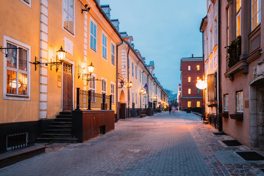 Riga, Latvia. Facades Of Old Famous Jacob's Barracks On Torna Street