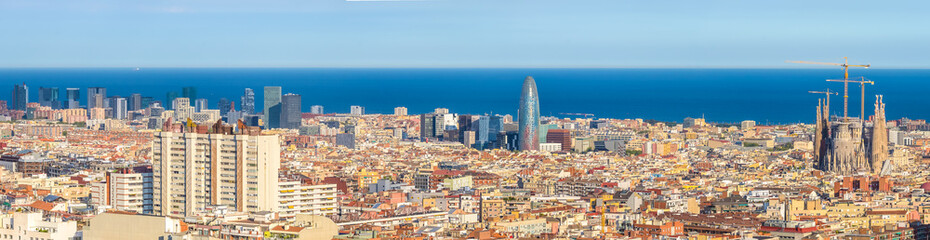 Panoramic view, Barcelona - obrazy, fototapety, plakaty