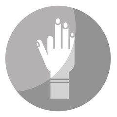 human hand icon over gray circle and white background. vector illustration