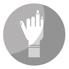 human hand icon over gray circle and white background. vector illustration