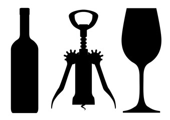 silhouette of a bottle and glasses