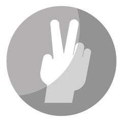 human hand icon over gray circle and white background. vector illustration