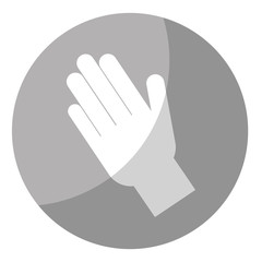 Obraz premium human hand icon over gray circle and white background. vector illustration