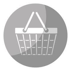 shopping basket icon over gray circle and white background. vector illustration