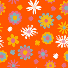 Childish flowers seamless pattern, vector. Ideal for childish cloth, wallpaper, wrapping paper, nursery interior decoration and much more
