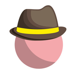 man with hat icon over white background. colorful design. vector illustration