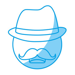 man with hat and mustache icon over white background. vector illustration