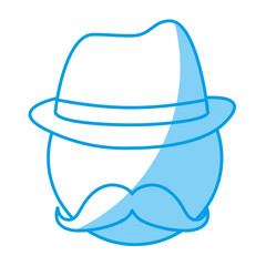 man with hat and mustache icon over white background. vector illustration