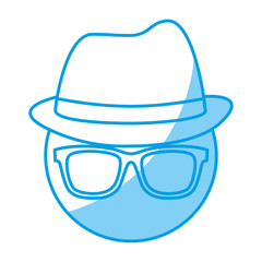 man with glasses and hat icon over white background. vector illustration