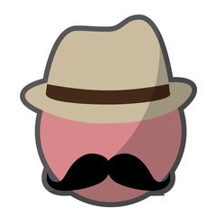 man with hat and mustache icon over white background. colorful design.  vector illustration
