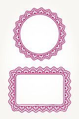 Two pink ornate frames