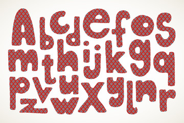 Hand drawn letters in american stars and stripes pattern