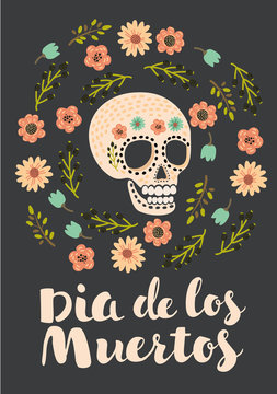 print - mexican sugar skull, day of the dead poster