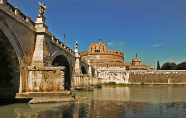 View on famous Saint Angel castle Rome, Italy.