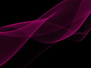 Pink wave light abstract in the middle of black background