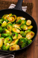 Brussels Sprouts Cabbage With Lemon. Selective focus.