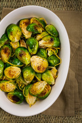 Brussels Sprouts Cabbage With Lemon. Selective focus.