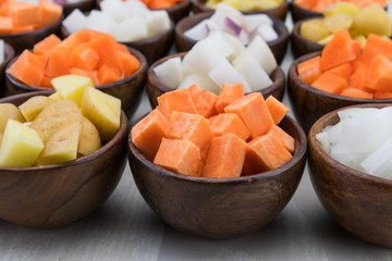 Sweet Potato Cubes in Brown Bowl